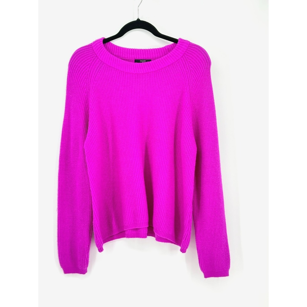 Tahari Fucia Cropped Oversized Ribbed Sweater Cozy Size L Whimsigoth Preppy